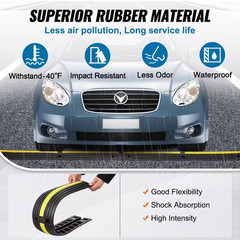 4PCS Floor Cable Protector Ramp 3.28 Ft. 1 Channel Rubber Speed Bump 18000Lbs. L