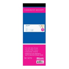 BAZIC PRODUCTS Cash or Rent Receipt Book, 2-Part Carbonless, 1-Pack, 50 Sets
