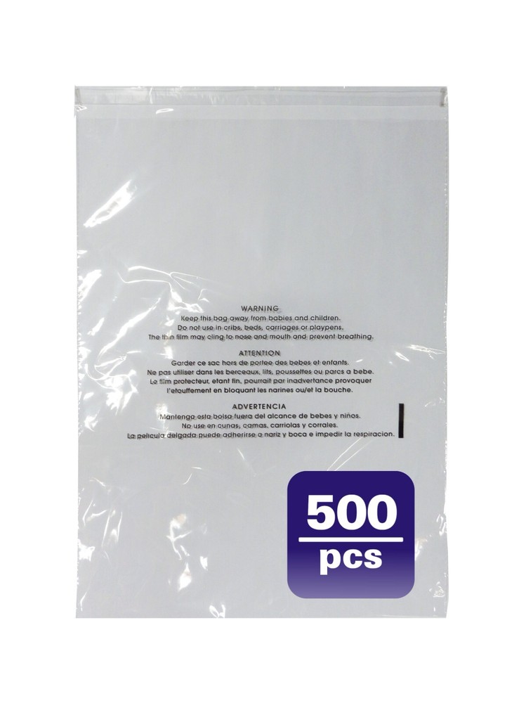 Fantasybuy #3 (9″x 12″) – 500pcs/pack Clear Plastic bags -with warning citation