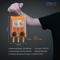Elitech HVAC Refrigeration Digital Pressure Gauge Manifold Gauge Set SMG-1H&Low
