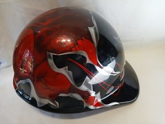 Fibre-Metal FMX Fiber Glass Cap Hard Hat Red/Black Flames/Skulls Type 1 E G & C