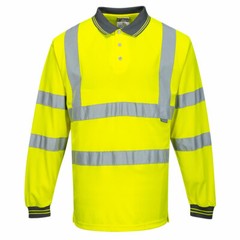 Portwest S277 Hi Vis Reflective Long Sleeved Safety Work Polo Shirt ANSI