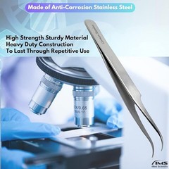 High Precision Stainless Steel Lab Tweezer/Forceps with Curved Tip 4.5″