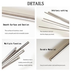 10Pcs 5/32 x 6 Inch Stainless Steel Rods Metal Shaft Rod for DIY Crafts Industry