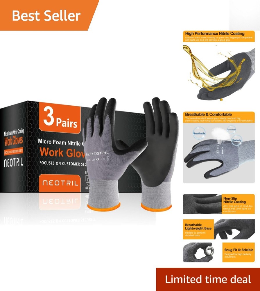 Reusable MicroFoam Nitrile Safety Gloves – Versatile for Automotive & DIY Tasks
