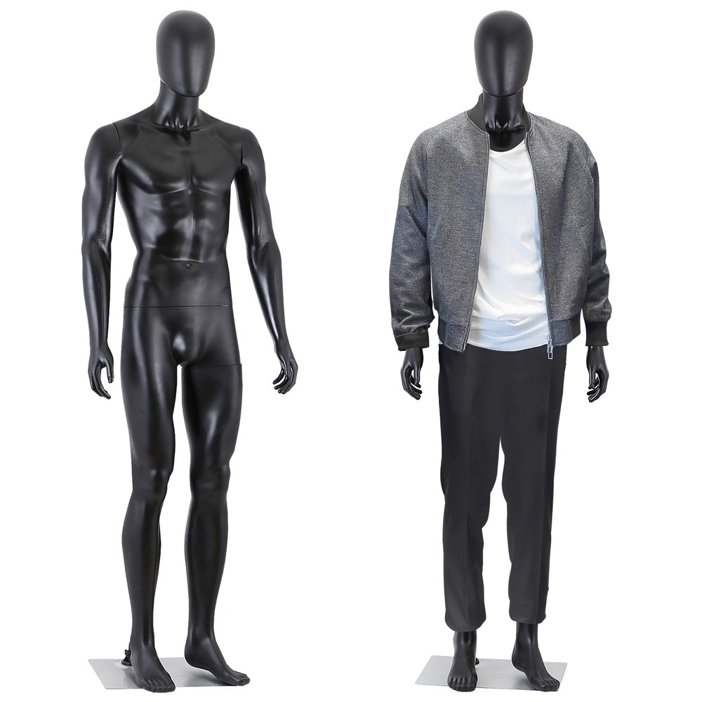 Male Mannequin Dress Form 73″ Adjustable Mannequin Full Body Stand w/Base Black