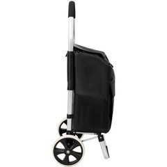 Foldable Black Shopping Trolley with WheelsWaterproof Removable Oxford Cloth Bag