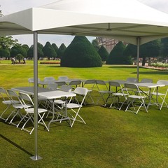 Bonnlo Folding Chairs Set of 10 White Plastic with Metal Frame for Party Wedding
