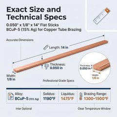 Bcup-5 15% Silver Brazing Rods, 30 PCS for HVAC & Refrigeration Repair