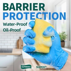 Supmedic Vinyl Disposable Exam Gloves, 4 Mil Medium, 100 Medium (Blue)