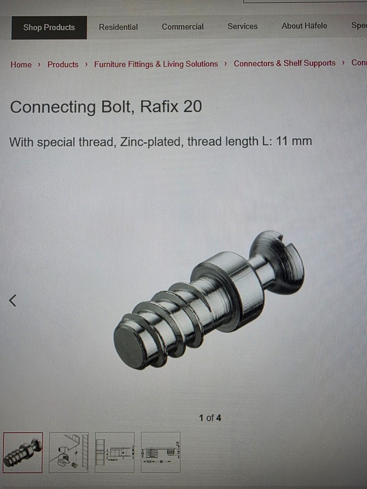 2000 Pack Hafele Rafix 20 Connecting Bolts 263.20.847