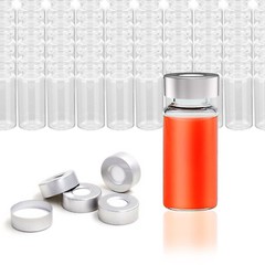 100pcs Lab 10ml Clear Vials+Caps 20mm Glass Bottles HPLC Beveled Edge Crimp Top