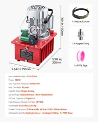 VEVOR Electric Hydraulic Pump 750W 10000 PSI Single Acting Solenoid Valve Pedal