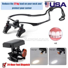 4.0 X Dental Ergo Loupes Medical Surgical Magnifier Binocular 5W LED Head Light