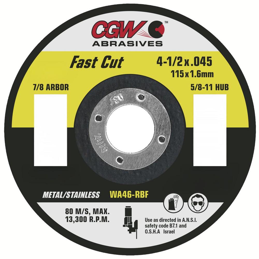 CGW ABRASIVES 35130 Cutoff Wheel 4-1/2″ Dia Aluminum Oxide 46 Grit 13300 RPM
