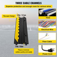 3Channel Rubber Cable Protector Ramp Electrical Wire Cover Guard Cord Warehouse