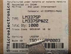 Qty(25) ST LM337 Regulator, Linear, Adjustable, -37V to -1.25V, 1.5A, TO-220