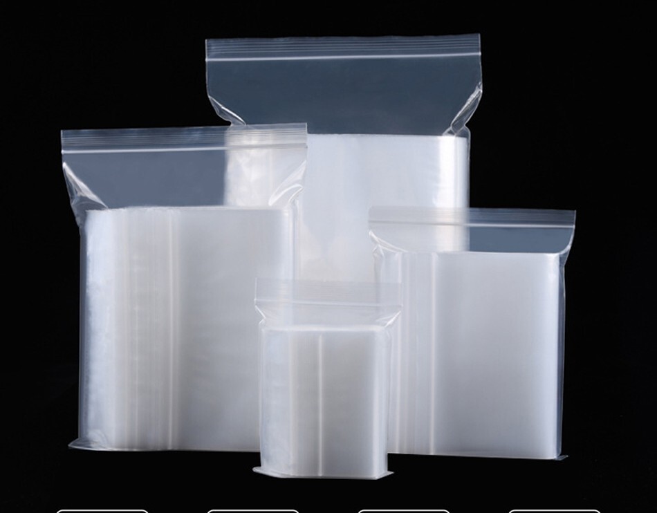 100 Clear Plastic Zipper Reclosable Zip Bags Top Lock PE Storage Bag 2×3 3×4 4×5