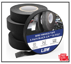 5 Rolls 3/4 Inch X 50 FT Wire Harness Cloth Electrical Tape, Wire Loom Tape Wiri
