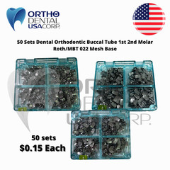 50 Sets 200 Dental Orthodontic Buccal Tube 1st 2nd Molar Roth/MBT 022 Mesh Base.