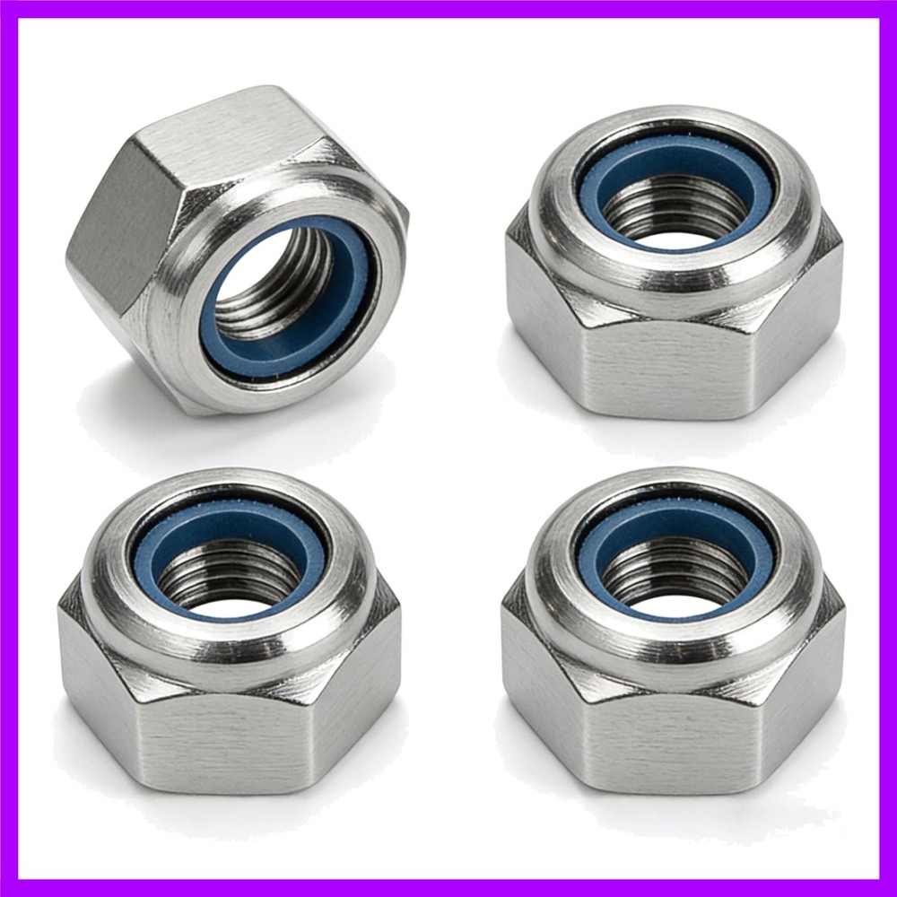 20 Pcs M12 Nylon Insert Lock Nuts, Metric Hex Nylock Nuts, Silver Self‑Lockin…