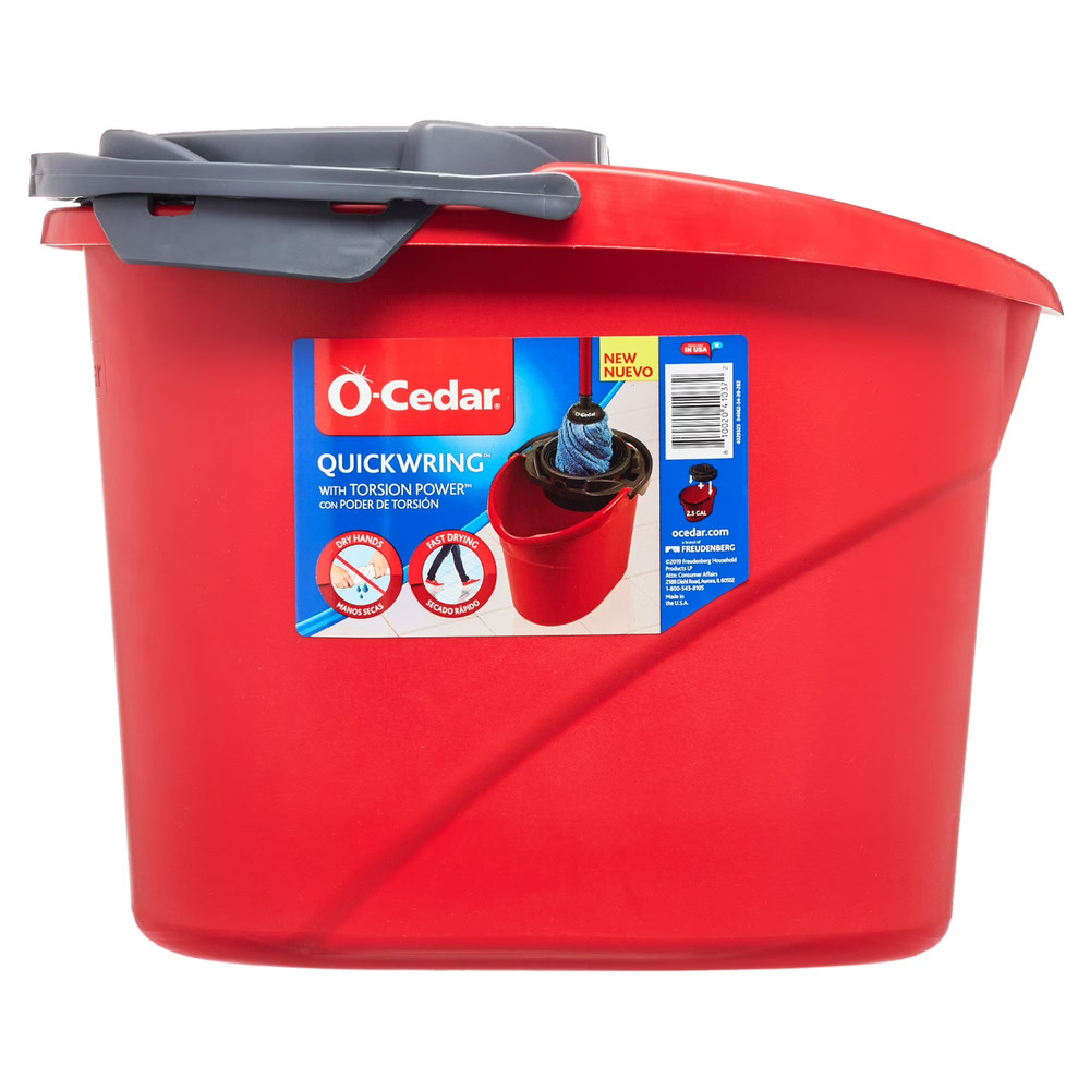 O-Cedar QuickWring™ 2.5 Gallon Mop Bucket with Wringer, Red FREE SHIPPING