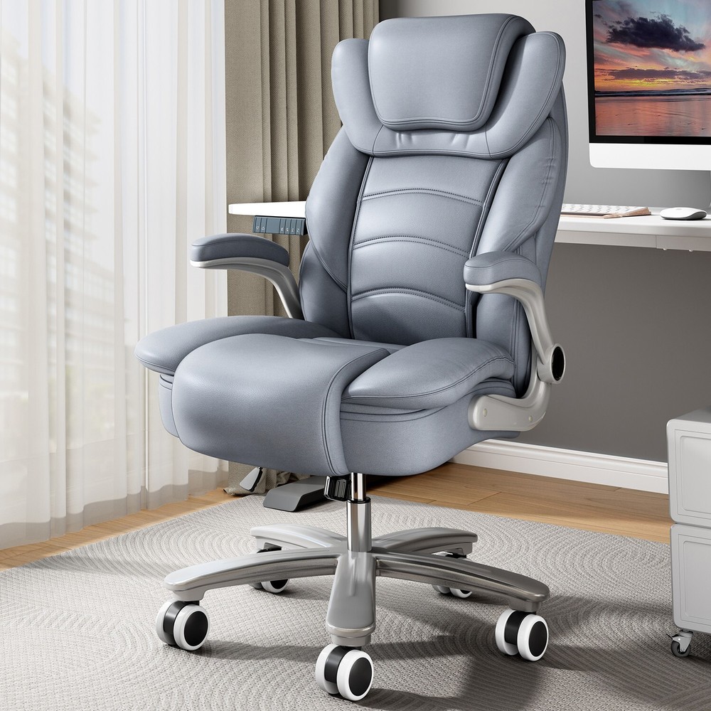 Ergonomic Desk Office Chair Flip-up Armrests Adjustable Height High -Back Chair