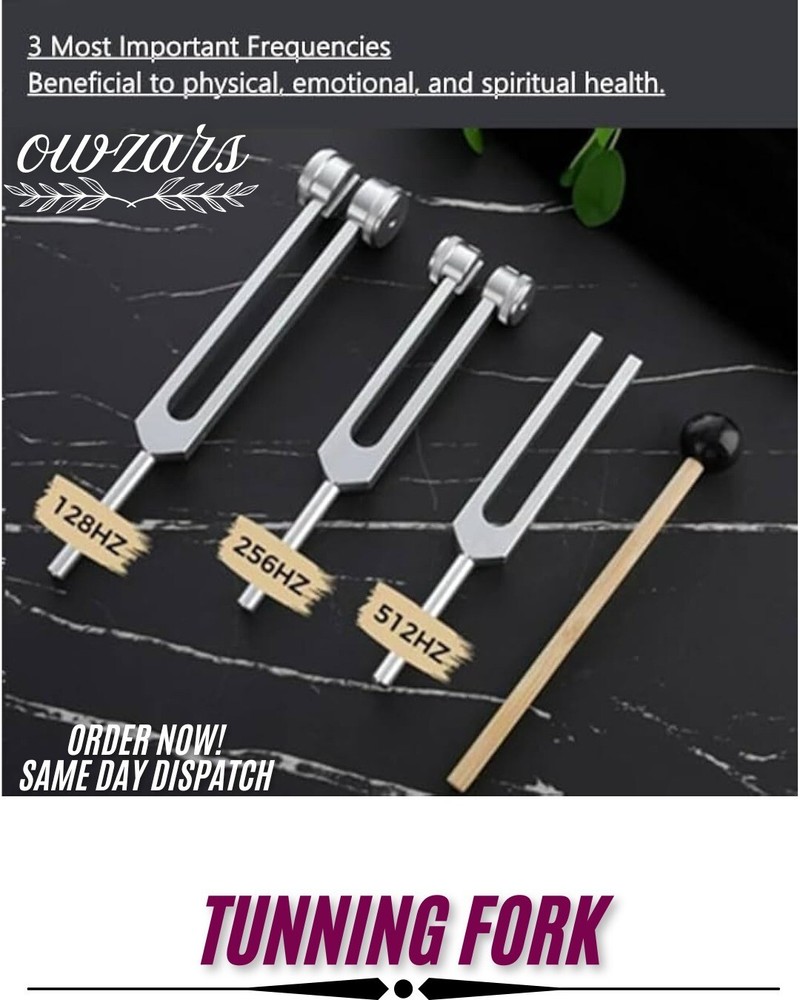 Healing Tuning Fork Set –128Hz, 256Hz, 512Hz Weighted for Chakra & Sound Therapy
