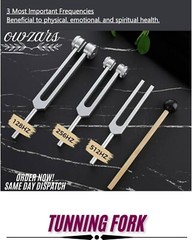 Healing Tuning Fork Set –128Hz, 256Hz, 512Hz Weighted for Chakra & Sound Therapy