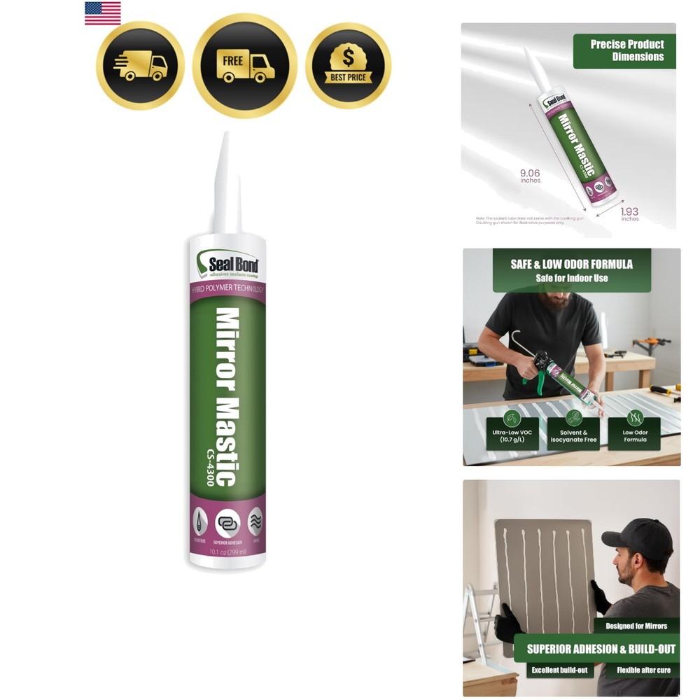 Mirror Adhesive, Low Odor, VOC Compliant, 10.1oz Cartridge