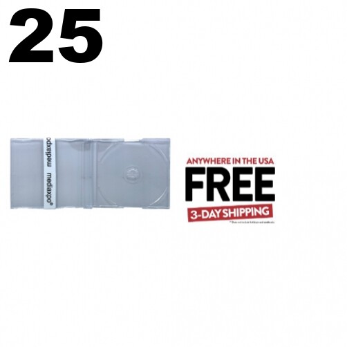 25 SLIM Import CD-5 Maxi SUPER Clear CD Jewel Cases J Card 7.2mm **1-3 DAYS