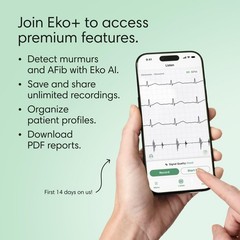 Eko CORE 500 Digital Stethoscope 40x Amp 3-Lead ECG FDA-Cleared Silver