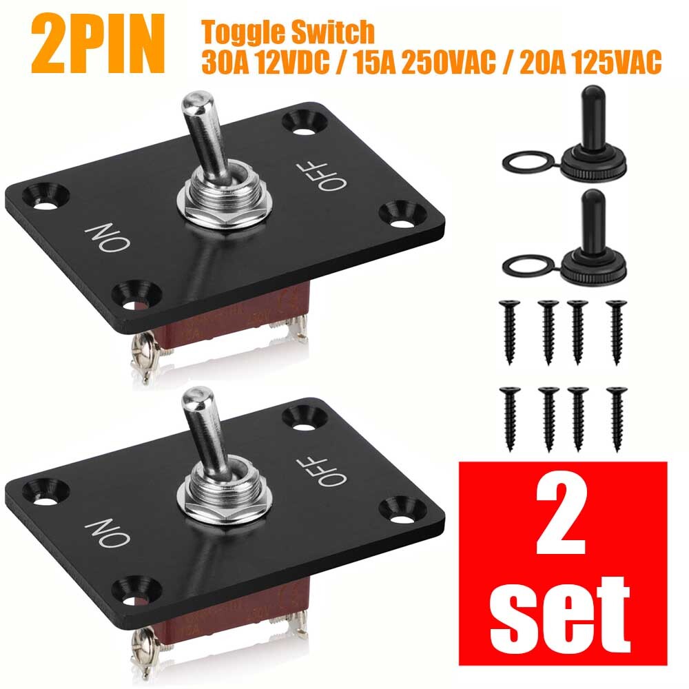 2Set Toggle SWITCH ON/OFF Heavy Duty 15A 250V SPST 2Terminal Car Boat Waterproof
