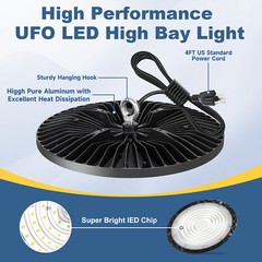 4Pcs 100W UFO Led High Bay Light Industrial Commercial Factory Warehouse 90-277V