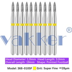 10/pk Vakker Dental Football Egg Diamond Burs Friction Grip High Speed Handpiece