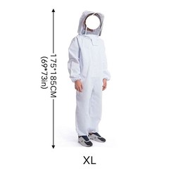 XL Full Body Ventilated Beekeeping Suit with Veil Hood Protective Bee Unisex