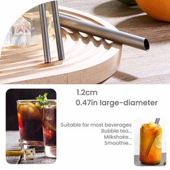 Pure Titanium Reusable Straws with Travel Case & 1.2cm, 1.2cm