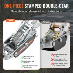 VEVOR Power Puller Come Along Winch 5 Ton 11023 lb Heavy Duty Pull Hoist 3 Hooks