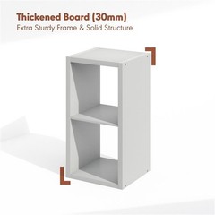 Pemberly Row 2-Cube Media Storage Organizer in Light Grey Engineered Wood
