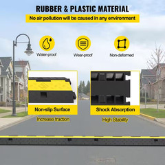 Cable Protector Ramp 2-Channels Modular Speed Bump Hump Rubber 11000 Lbs. Load f