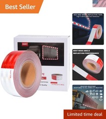 High-Visibility 2×30 Ft Red White Reflective Tape – Strong Adhesion & Waterproof