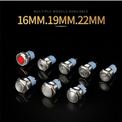 19mm Tri-color High Head+Ring LED 2NO2NC Stainless steel Anti-vandal Push button