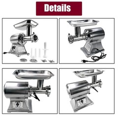 1.5HP Commercial Electric Meat Grinder 1100W Stainless Steel 550lbs/h Heavy Duty