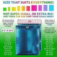 6.5 x 10.5 Blue Metallic Bubble Mailers Padded Envelopes Self-Sealing 250 Pack