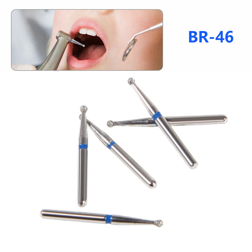 100 PCS BR-46 801-012 Ball Round Type Dental Diamond Burs FG Shank Dia. 1.6mm