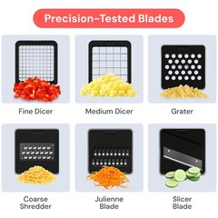 Fullstar Core Vegetable Chopper – Chop and Slice Lid – 6-in-1, White/Black