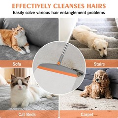 Multifunction Silicone Broom, 54 Inch Long Handle Floor Gray Orange