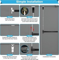 IRONWALLS Surface Vertical Rod Panic Bar, Black 27-41″ Commercial Door Push Bar
