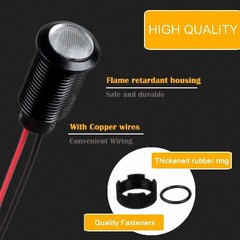 5pc 12V 24V LED Indicator Light Plastic Black Signal Dot Lamp 12mm Mounting