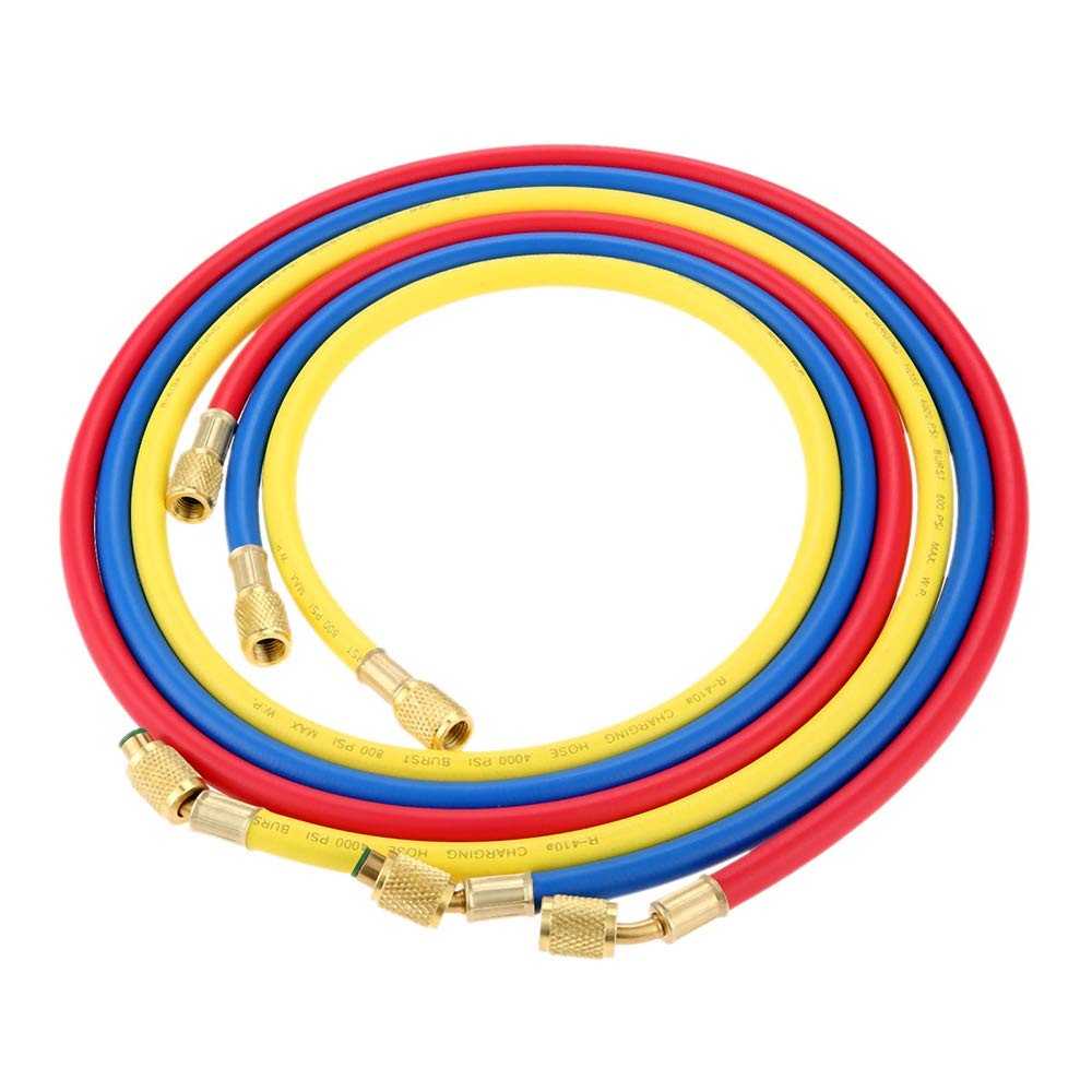 AC Charging Hose Set 60‘’ 1/4” SAE 800 PSI for HVAC Air Condition Refrigerant